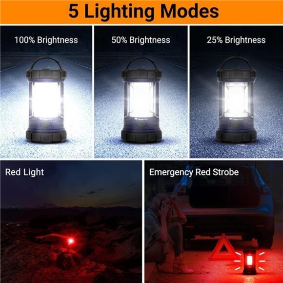 Camping Lantern, 3200LM LED Lanterns for Power Outages, 4600mAh Phone Charger - Picture 3 of 6